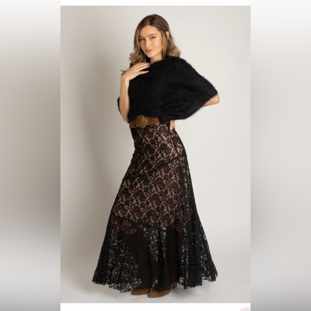 NWOT Joyfolie Carmel Slip Dress in Black Lace size XS